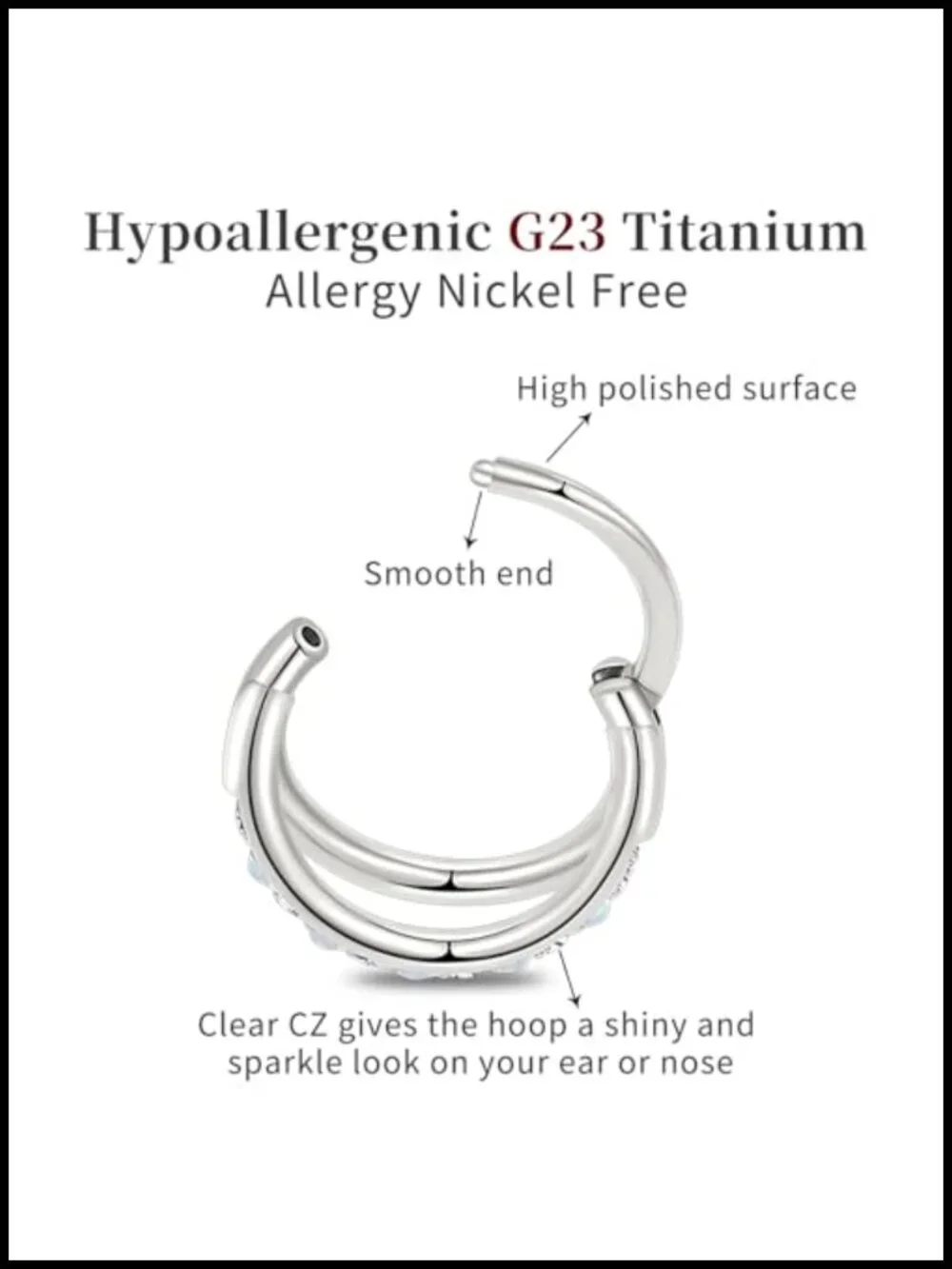 Implant-Grade Titanium Double Hoop Nose Clicker Ring Piercing Jewelry